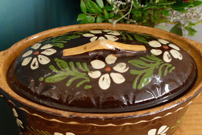 French Vintage Alsace SOUFFLENHEIM BAECKEOFFE "Cocotte en Terre Cuite" ~ Brown Oval Stoneware Lidded Terrine ~  Foie Gras Casserole Dish ~ Made in France
