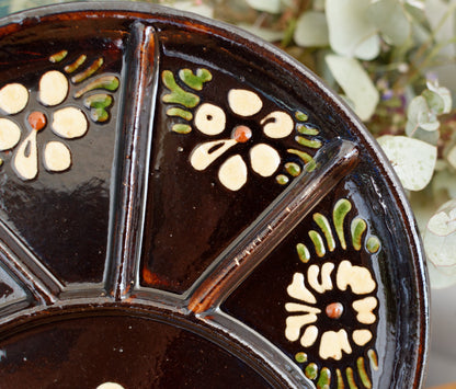 ALSACE SOUFFLENHEIM French Vintage Glazed Ceramic Stoneware Fondue Plate Terra Cotta Sandstone