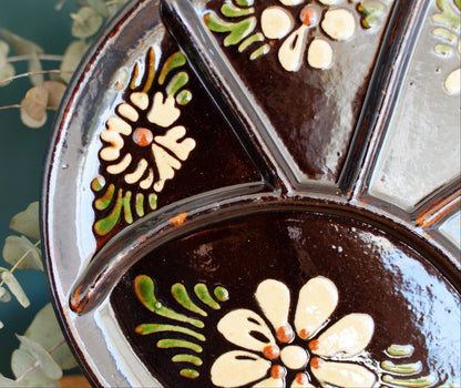 ALSACE SOUFFLENHEIM French Vintage Glazed Ceramic Stoneware Fondue Plate Terra Cotta Sandstone