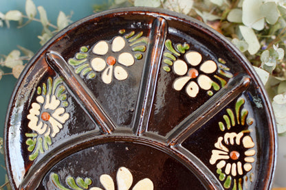 ALSACE SOUFFLENHEIM French Vintage Glazed Ceramic Stoneware Fondue Plate Terra Cotta Sandstone