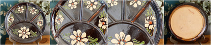 ALSACE SOUFFLENHEIM French Vintage Glazed Ceramic Stoneware Fondue Plate Terra Cotta Sandstone