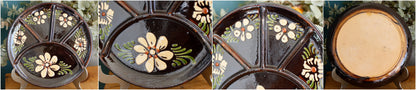 ALSACE SOUFFLENHEIM French Vintage Glazed Ceramic Stoneware Fondue Plate Terra Cotta Sandstone