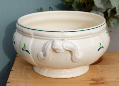 1890/1920年代 ～ 「アマゾナス」 SARREGUEMINES Peint a la Main ～ フランスアンティーク手描きアイアンストーン花柄ラウンドサービングピース ～ テールデフェール