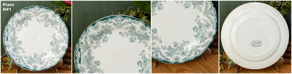 Années 1880/1900 ~ « ANGLAIS » L(Leon) Bertrand Bordeaux ~ Français Antique Ironstone Green Transferware Dinner Plate ~ Terre de fer