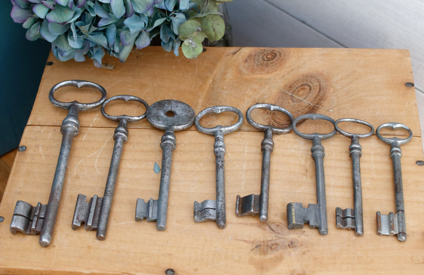 French Antique Collectible Skeleton Key Authentic Farmhouse Rustic Industrial Key Forged Iron