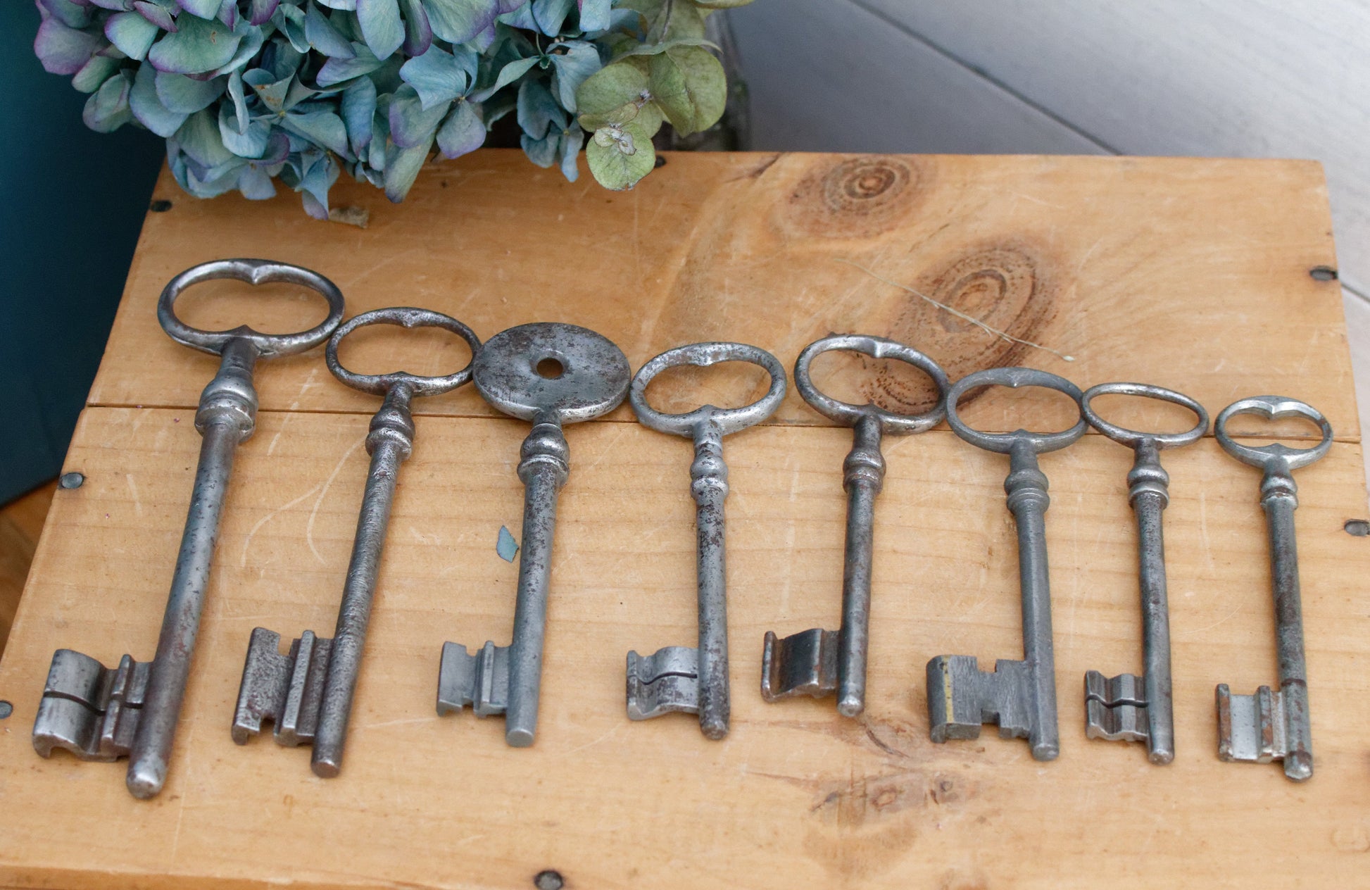 French Antique Collectible Skeleton Key Authentic Farmhouse Rustic Industrial Key Forged Iron