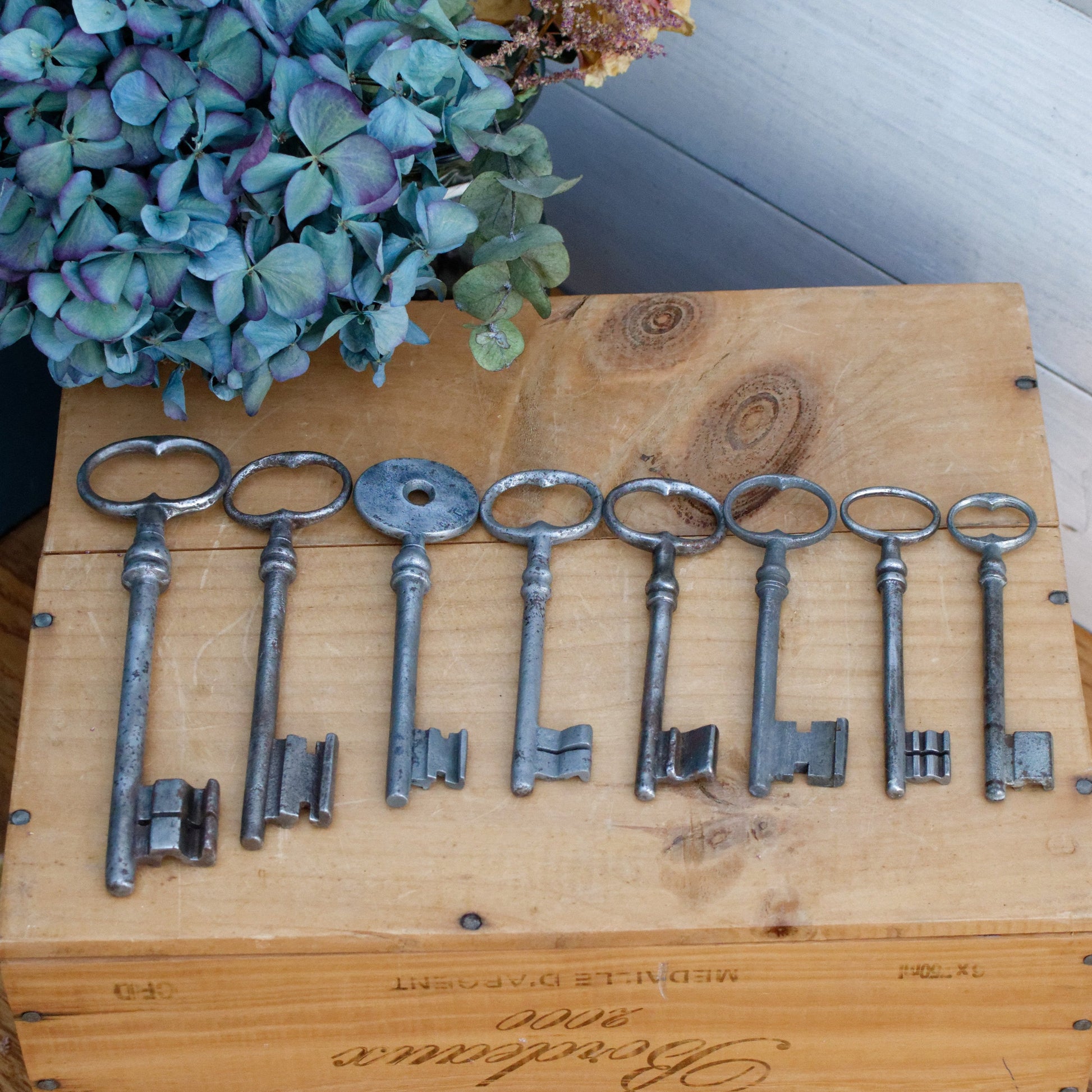 French Antique Collectible Skeleton Key Authentic Farmhouse Rustic Industrial Key Forged Iron