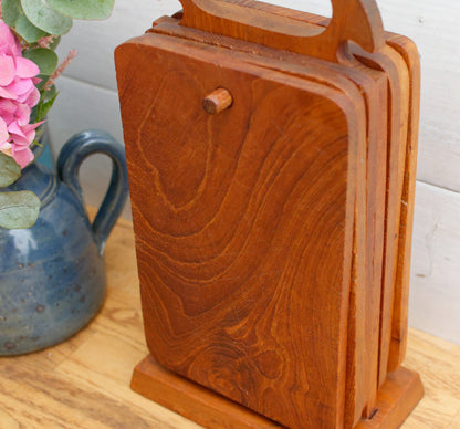 Wooden Set of 6 Cutting Boards Handcrafted in Teak Wood Planche à Découper Made in Thaliand