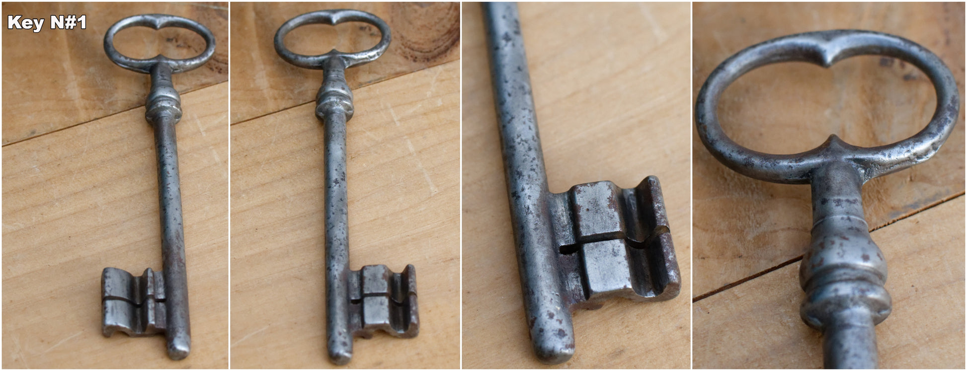 French Antique Collectible Skeleton Key Authentic Farmhouse Rustic Industrial Key Forged Iron