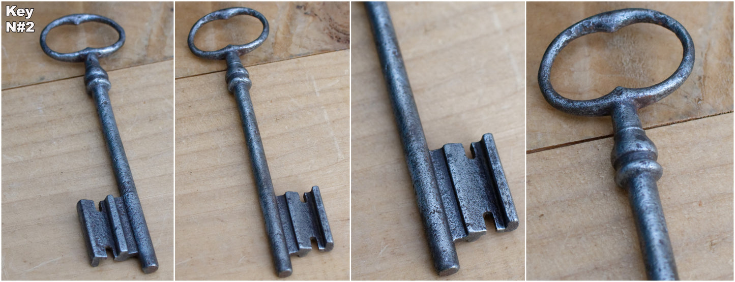 French Antique Collectible Skeleton Key Authentic Farmhouse Rustic Industrial Key Forged Iron