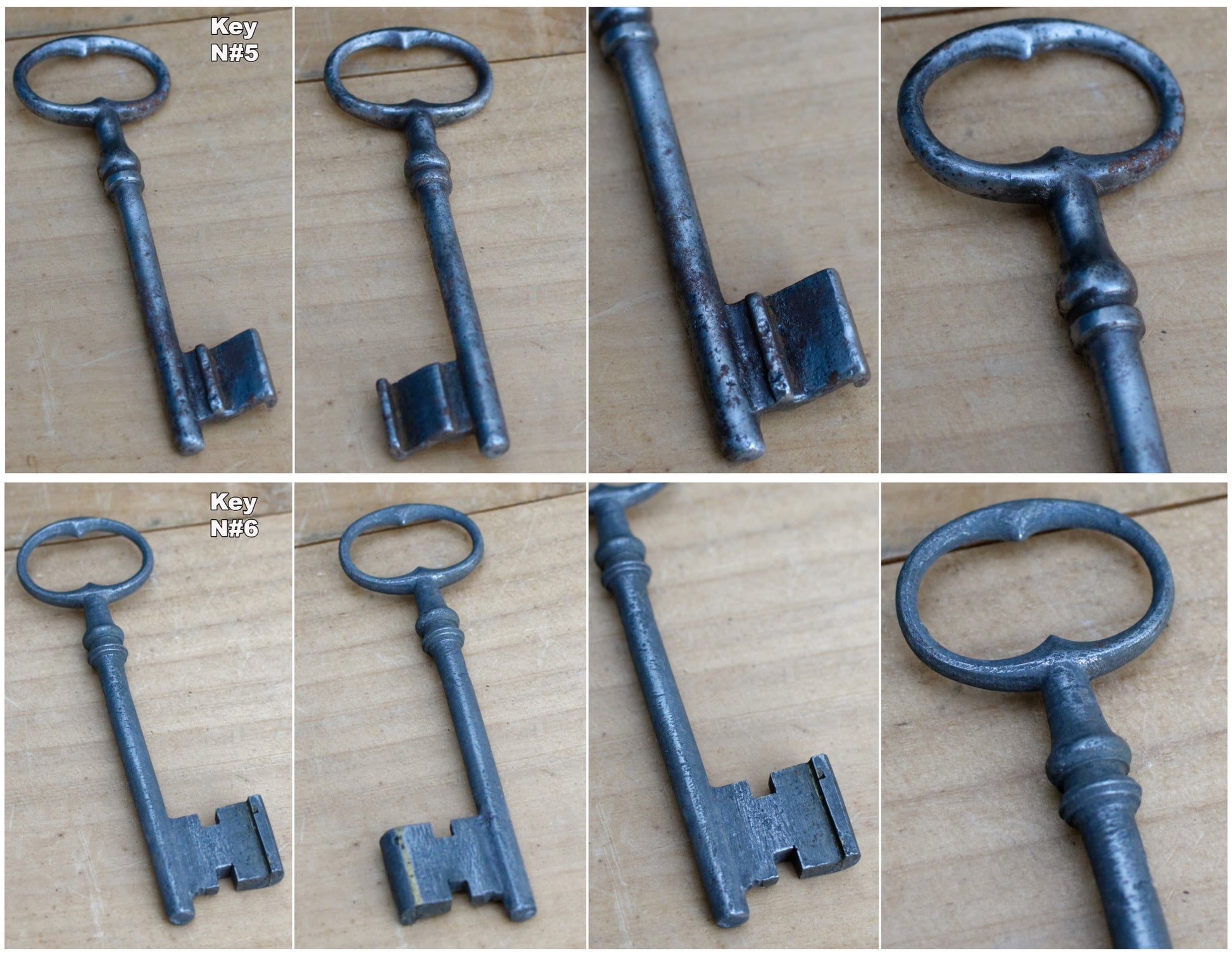 French Antique Collectible Skeleton Key Authentic Farmhouse Rustic Industrial Key Forged Iron