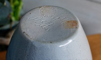 French Vintage Collectible Glazed Stoneware Pitcher "Pot Cruche Poterie Gres d'Alsace" Gray & Cobalt Blue Salt Glazed Sandstone