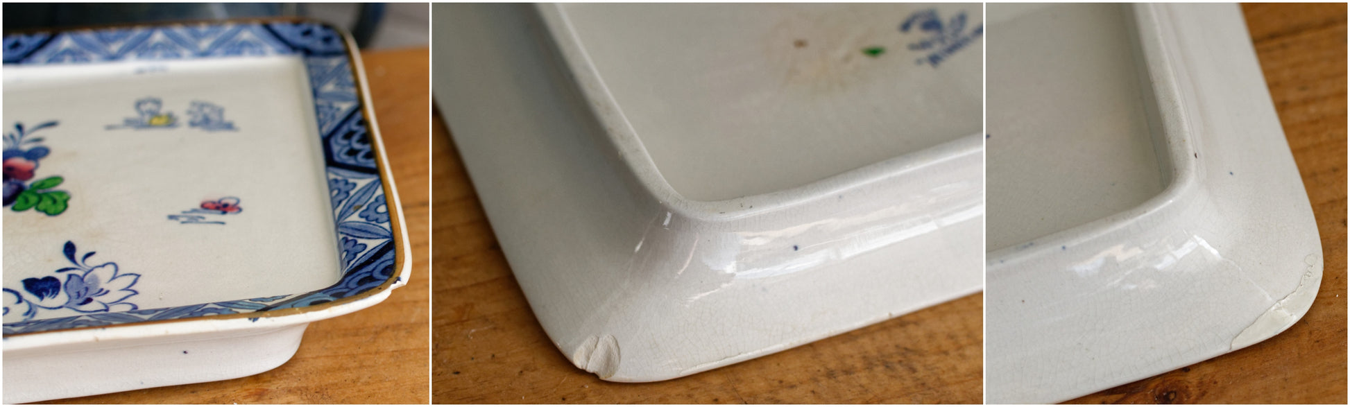 Netherlands BOOTHs Silicon China Made in England English Antique Ironstone Polychome Rectangular Covered Butter Cheese Dish