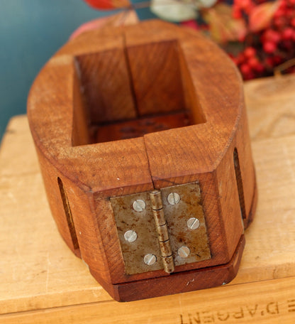 French Vintage Wooden Hand-Carved Butter Mold (Mould) Medium Stamp Leave Design