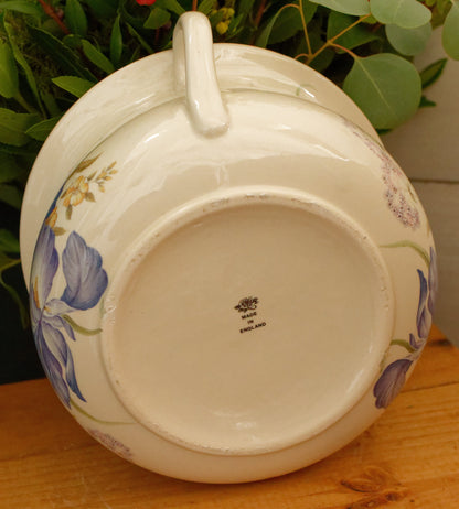 English Vintage Ironstone Polychrome Floral Bathroom Pitcher Pot de Chambre BROC CRUCHE MADE IN England