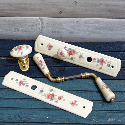 Limoges France French Vintage Fine Porcelain Door Accessories Set of Matching 4 pieces