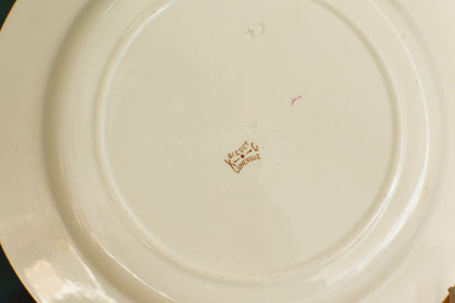 BLEUET K&G (Keller et Guérin) Lunéville French Antique Ironstone Polychrome Serving Plate Terre de Fer en Faience
