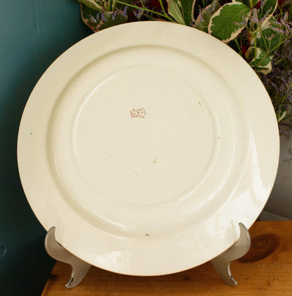 BLEUET K&G (Keller et Guérin) Lunéville French Antique Ironstone Polychrome Serving Plate Terre de Fer en Faience