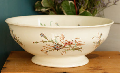 BLEUET K&G (Keller et Guérin) Lunéville French Antique Ironstone Polychrome Serving Bowl Terre de Fer en Faience