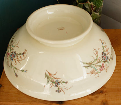 BLEUET K&G (Keller et Guérin) Lunéville French Antique Ironstone Polychrome Serving Bowl Terre de Fer en Faience