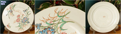 BLEUET K&G (Keller et Guérin) Lunéville French Antique Ironstone Polychrome Dinner Plate Terre de Fer en Faience