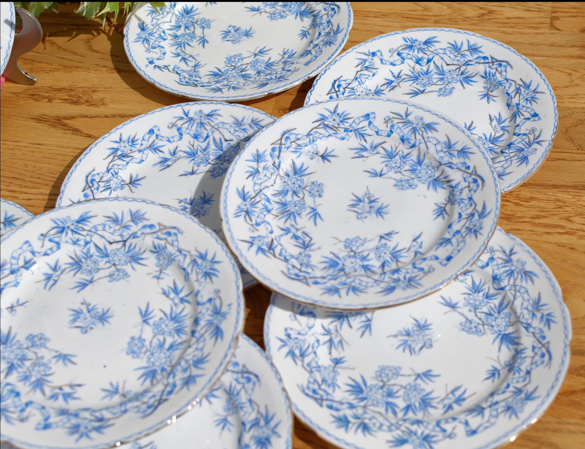 SARREGUEMINES FRANCE French Antique Ironstone Lavender Blue Transferware Small Plate Terre de Fer faience