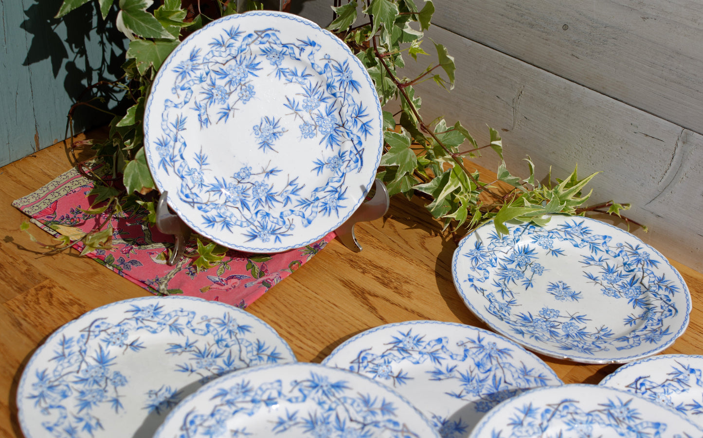 SARREGUEMINES FRANCE French Antique Ironstone Lavender Blue Transferware Small Plate Terre de Fer faience