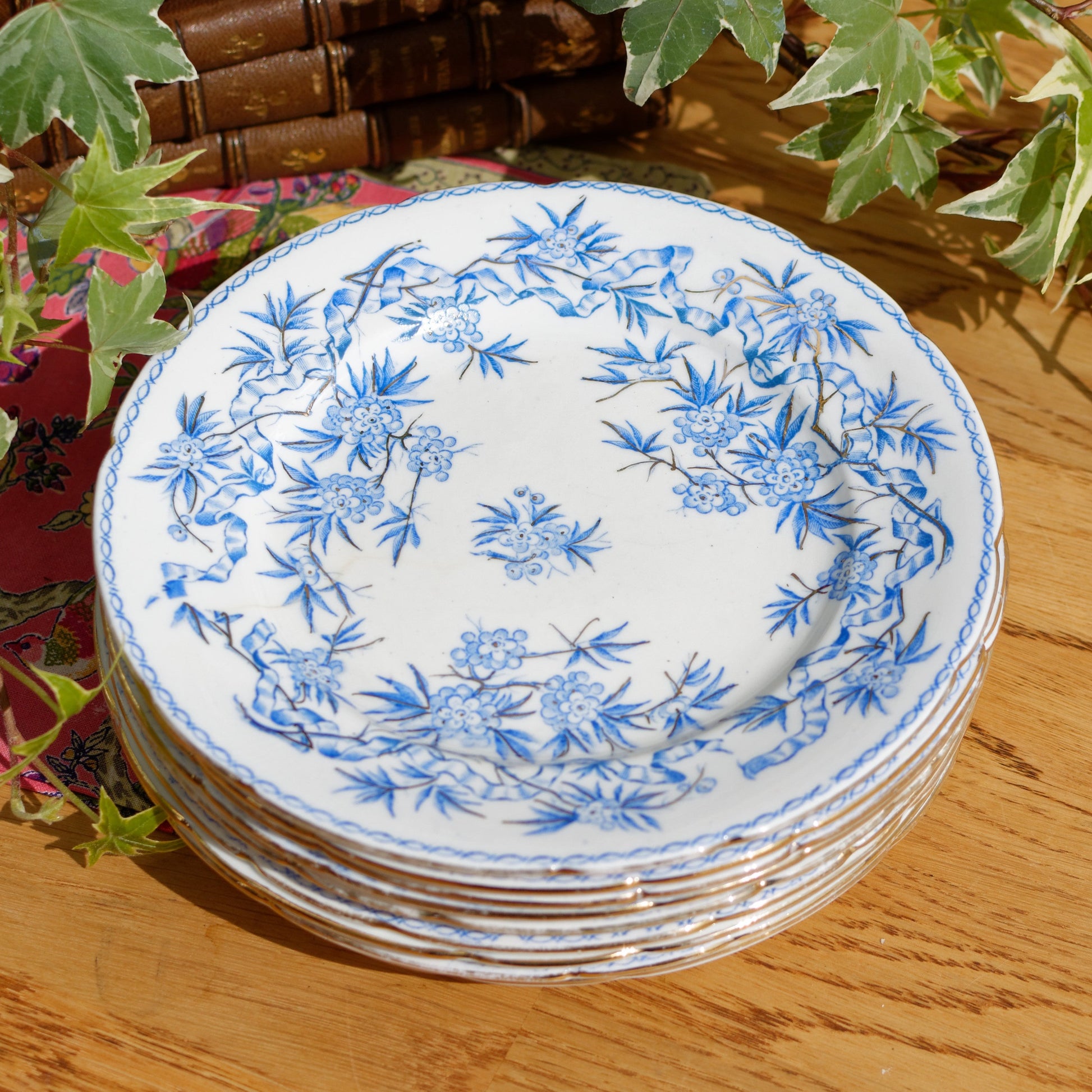 SARREGUEMINES FRANCE French Antique Ironstone Lavender Blue Transferware Small Plate Terre de Fer faience