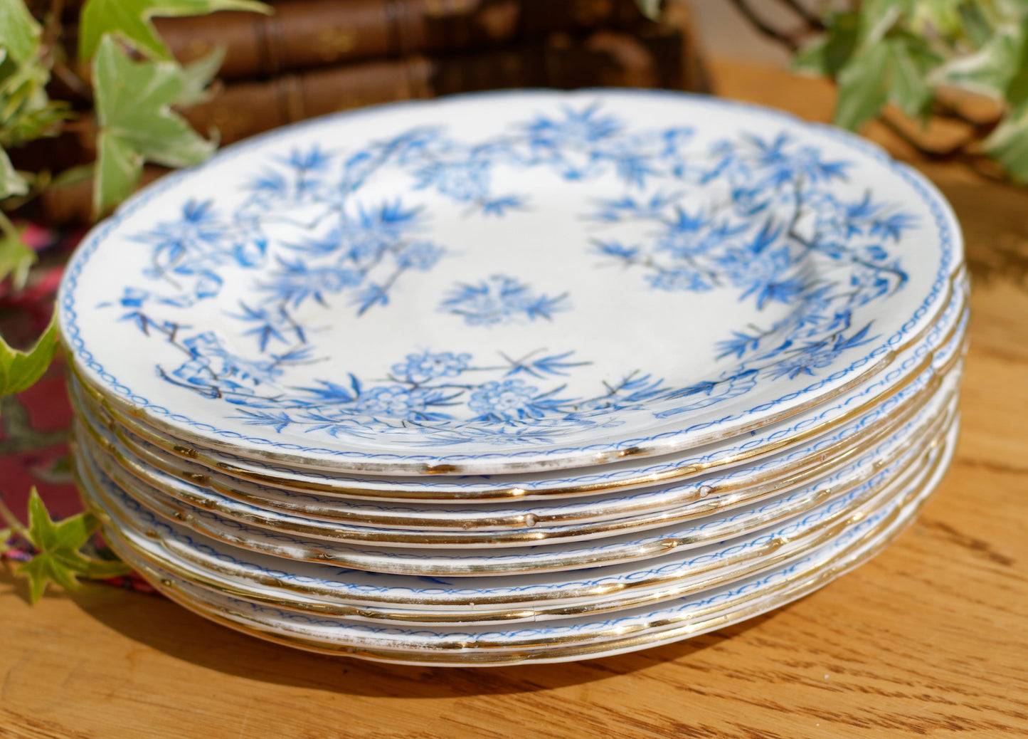 SARREGUEMINES FRANCE French Antique Ironstone Lavender Blue Transferware Small Plate Terre de Fer faience