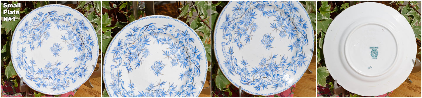 SARREGUEMINES FRANCE ~ French Antique Ironstone Lavender Blue Transferware Small Plate ~ Terre de Fer