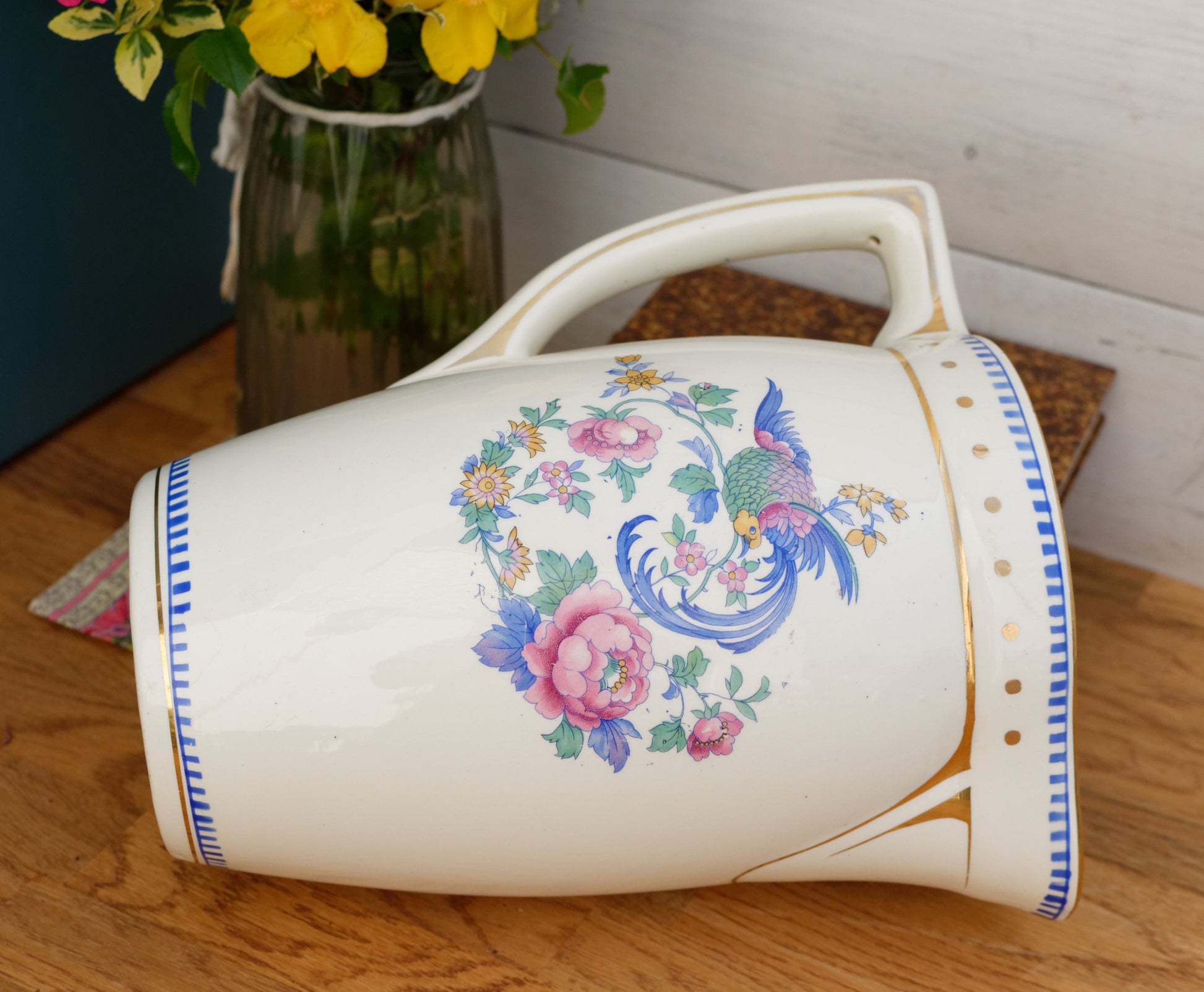 LA LOUVIERE Boch Freres (BF) Belgian Antique Ironstone Bathroom Pitcher "BROC" Terre de Fer en Faience