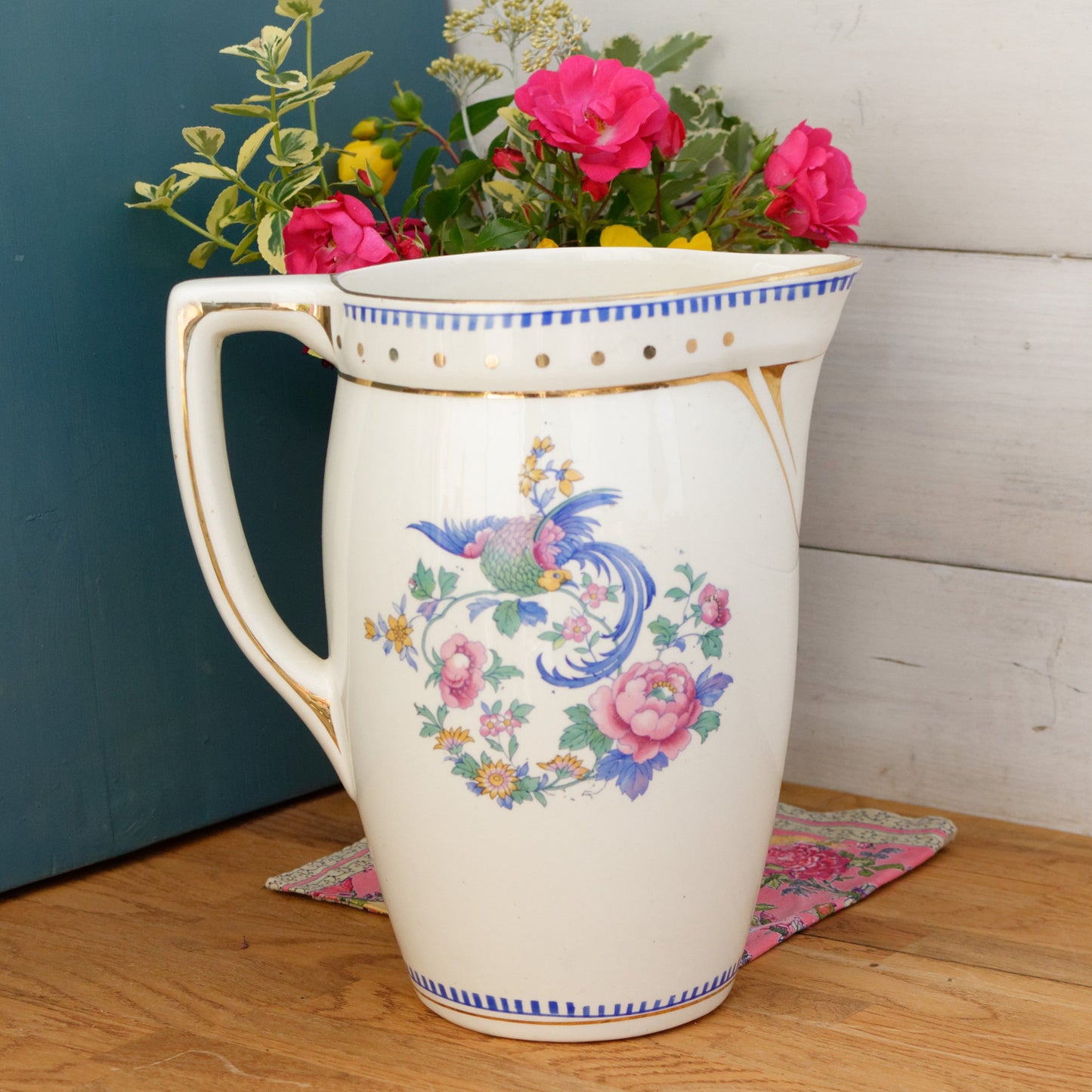 LA LOUVIERE Boch Freres (BF) Belgian Antique Ironstone Bathroom Pitcher "BROC" Terre de Fer en Faience