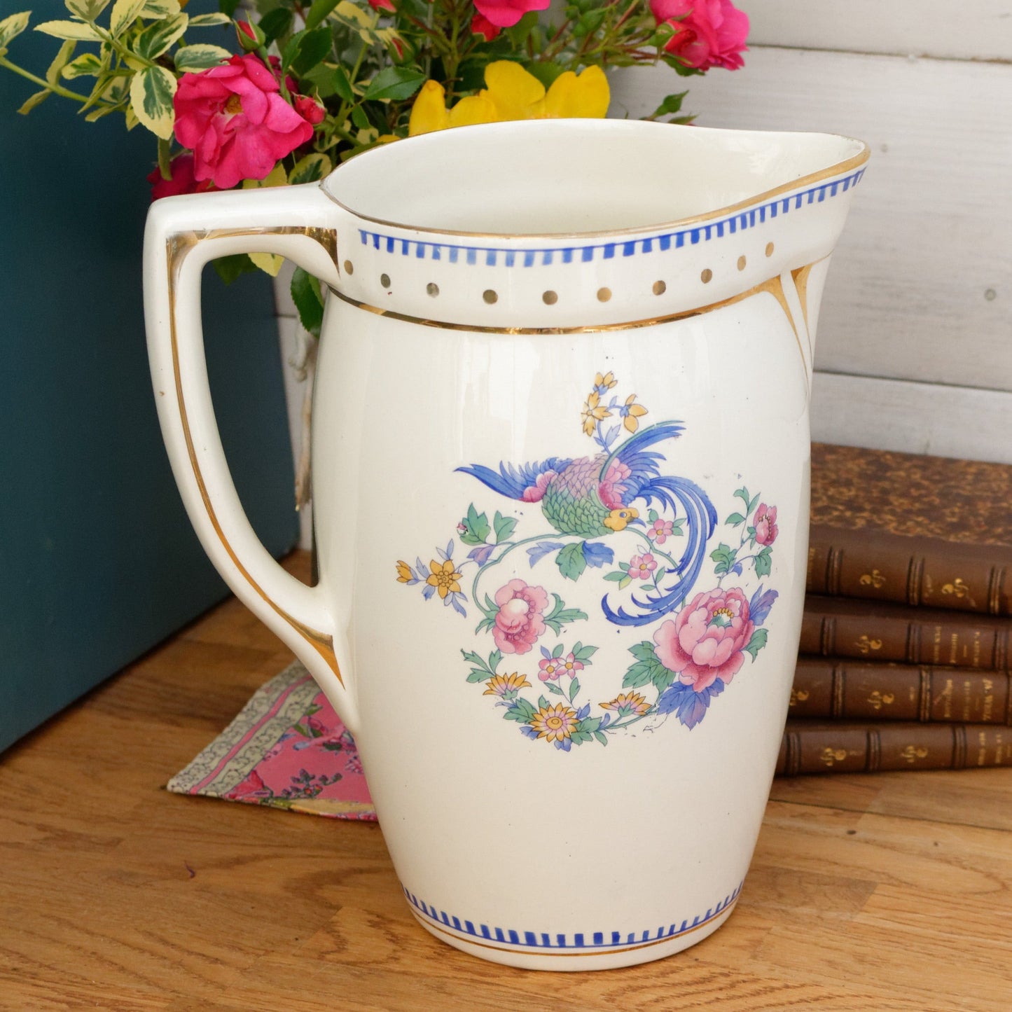 LA LOUVIERE Boch Freres (BF) Belgian Antique Ironstone Bathroom Pitcher "BROC" Terre de Fer en Faience