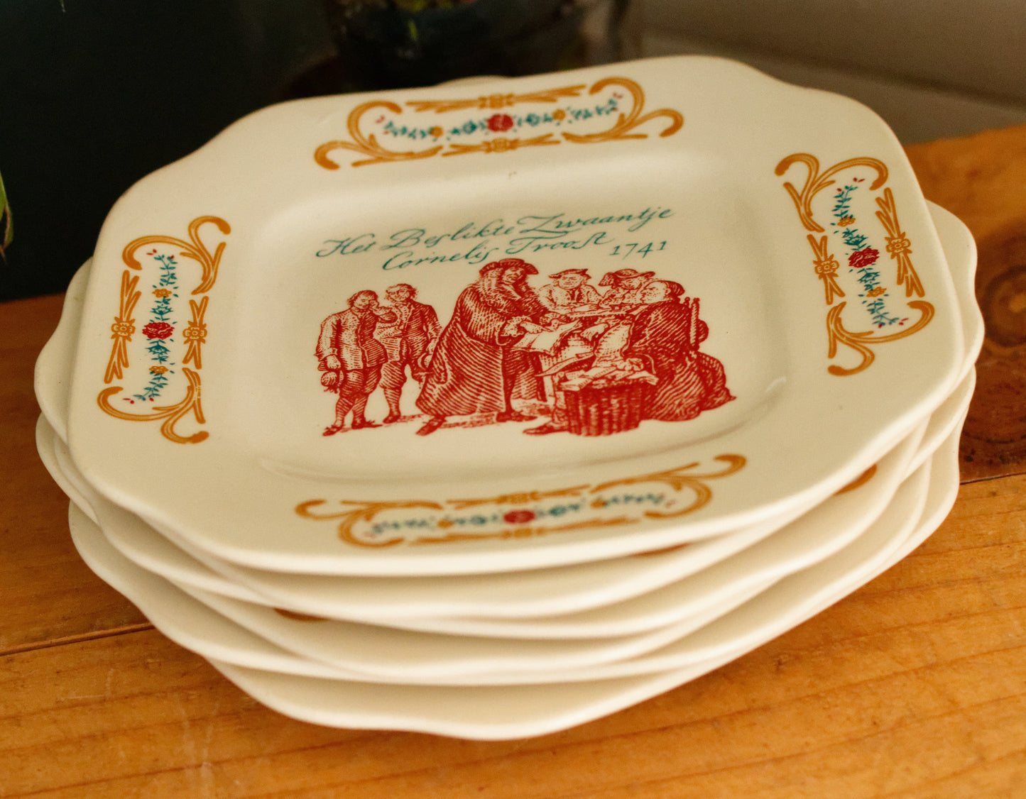 Cornelis Troost LA LOUVIERE Boch Freres (BF) Belgian Vintage Dutch Ironstone Small Square Plate Made in Belgium