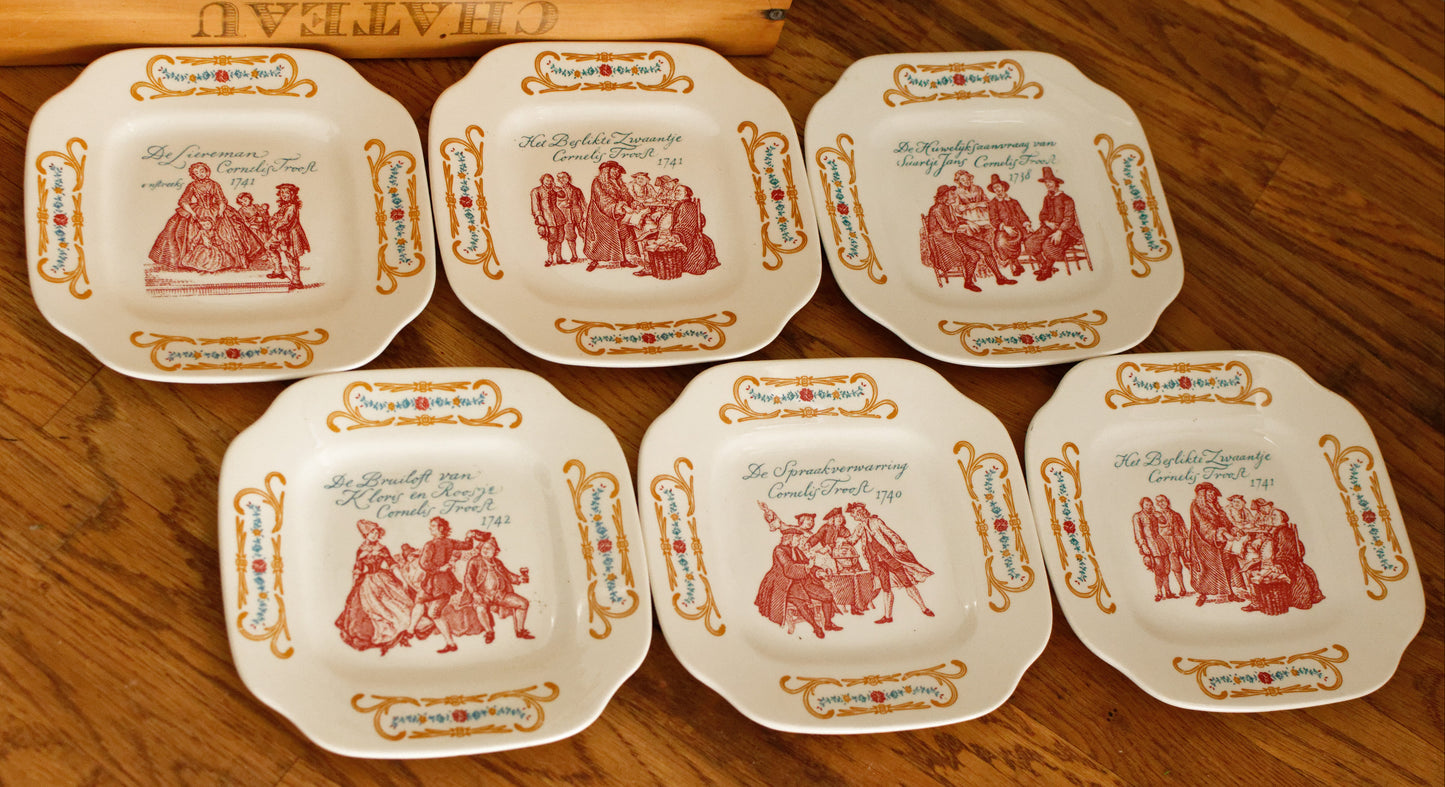 Cornelis Troost LA LOUVIERE Boch Freres (BF) Belgian Vintage Dutch Ironstone Small Square Plate Made in Belgium