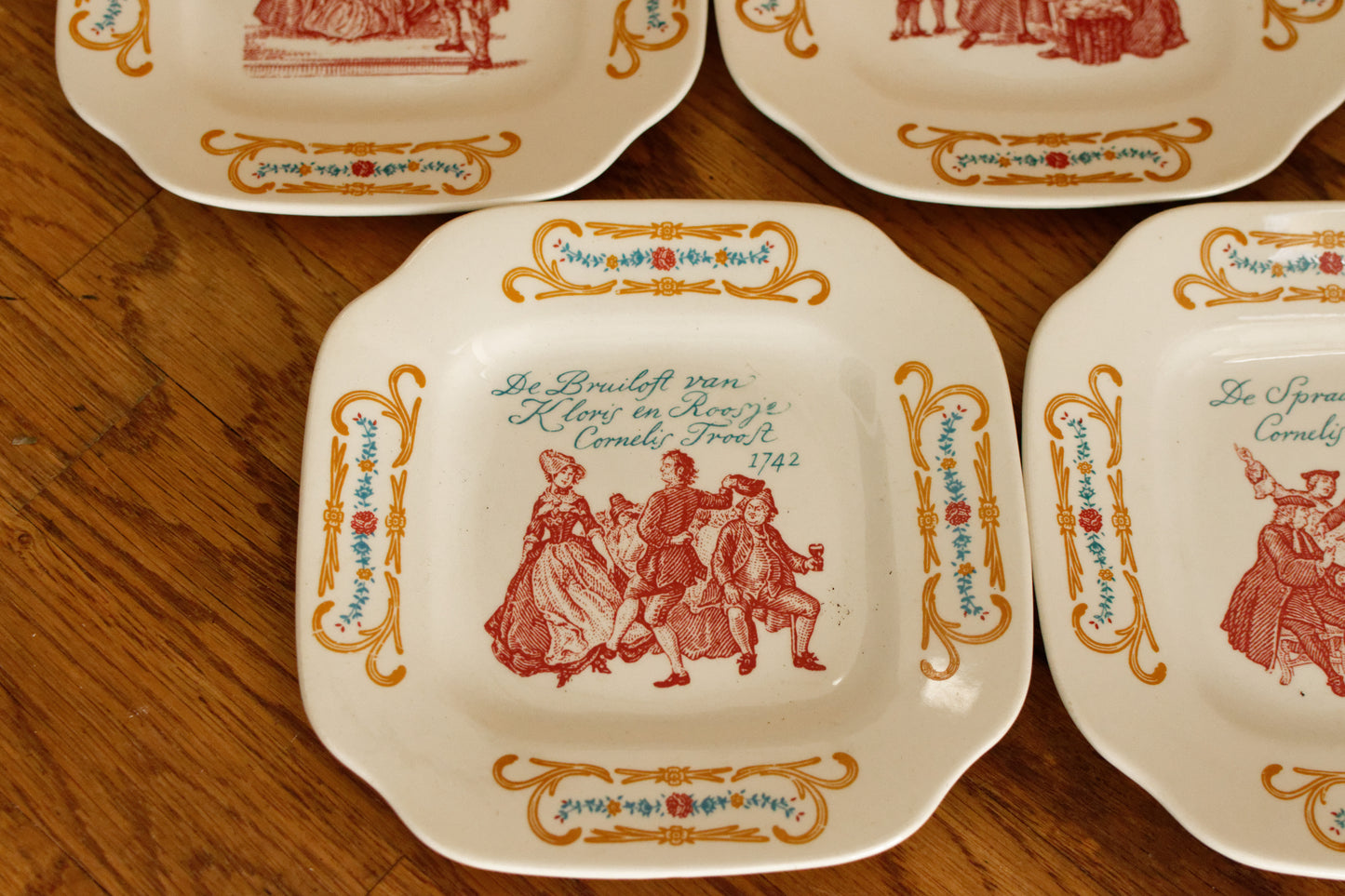 1950s ~ "Cornelis Troost" LA LOUVIERE Boch Freres (BF) ~ Belgian Vintage Dutch Ironstone Small Square Plate ~ Made in Belgium