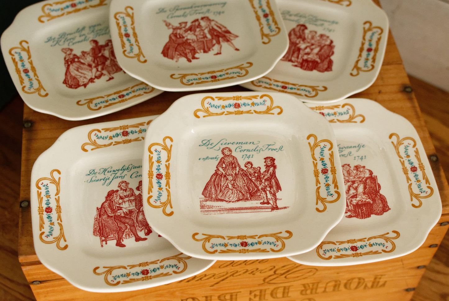 Cornelis Troost LA LOUVIERE Boch Freres (BF) Belgian Vintage Dutch Ironstone Small Square Plate Made in Belgium