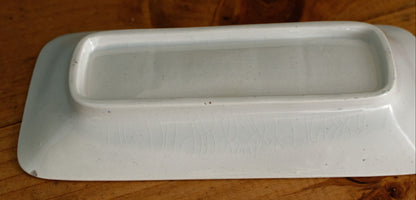 1900s ~ French Antique Collectible Ironstone Teal Transferware Bathroom Pitcher "Broc de Toilette" & Matching Soap Dish ~ Terre de fer en Faience