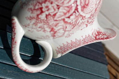 Jardineire Hamage & Nord French Antique Collectible Ironstone Red Transferware Bathroom Pitcher BROC Terre de fer