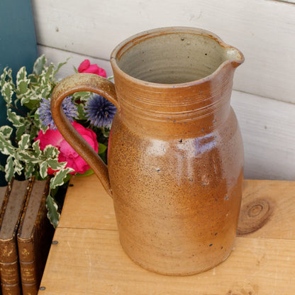 French Vintage Stoneware Clay Pitcher Glazed Provencal Mediterranean Style handmade TerraCotta Jug Jarre Cruche Farmhouse Decor