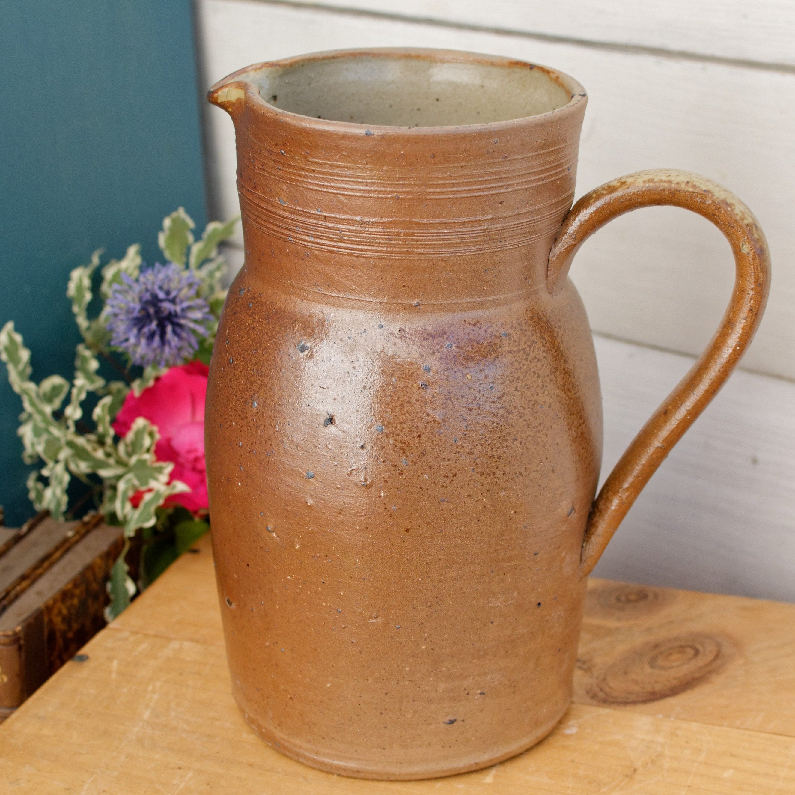 Vintage Handmade Salt purchases Glaze Pottery Pitcher/Jug