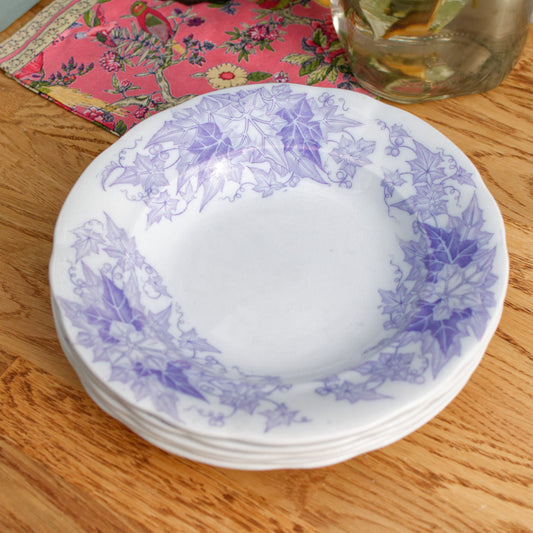 French Antique Ironstone Lavender Transferware Plate BRYONIA Sarreguemines U&C Terre de Fer Faience