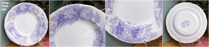 French Antique Ironstone Lavender Transferware Plate BRYONIA Sarreguemines U&C Terre de Fer Faience