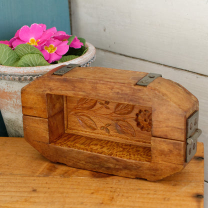 French Vintage Wooden Hand-Carved Butter Mold Moule a Beurre en Bois  Medium Stamp Press Mould Leave Design