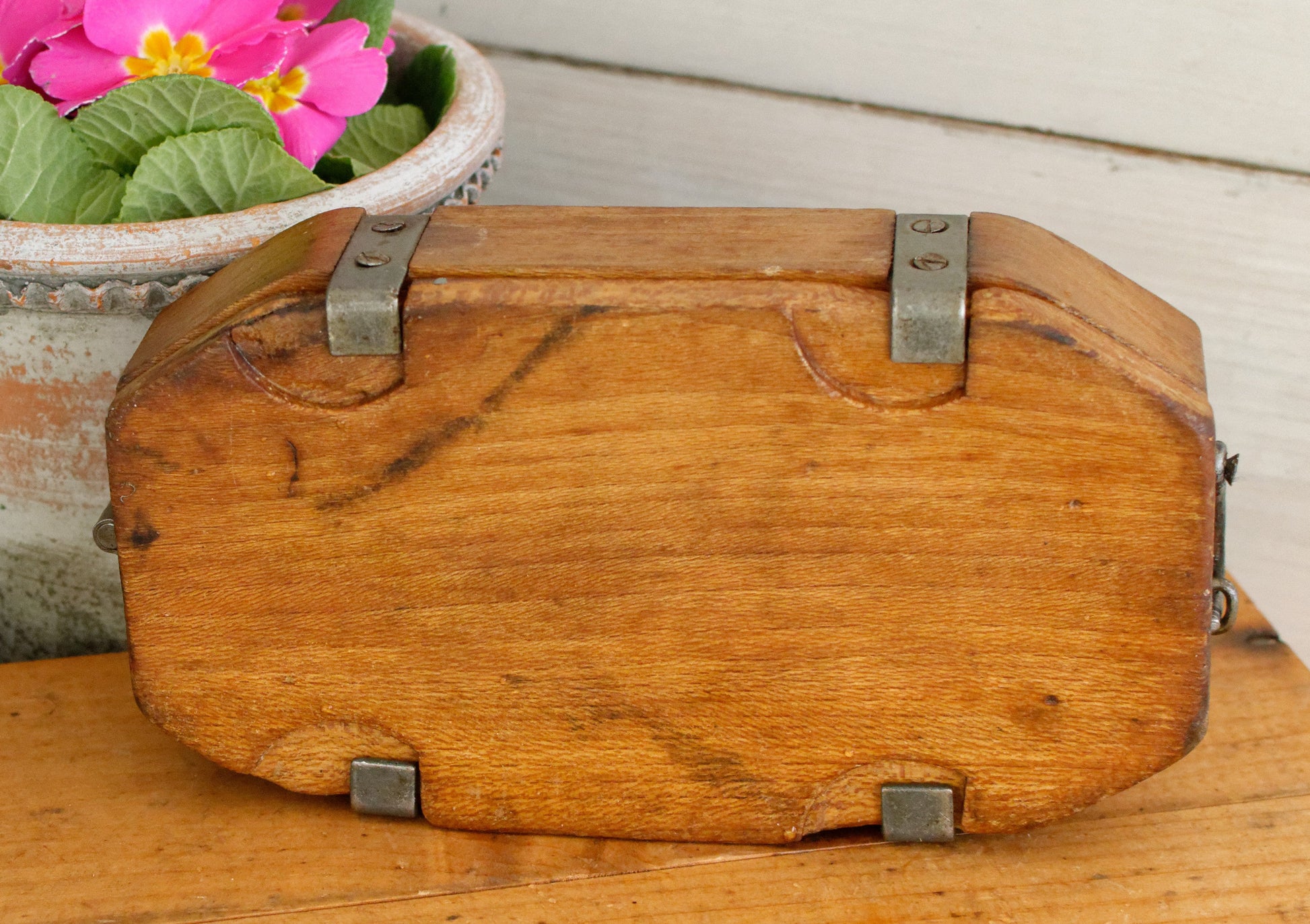 French Vintage Wooden Hand-Carved Butter Mold Moule a Beurre en Bois  Medium Stamp Press Mould Leave Design