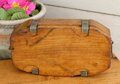 French Vintage Wooden Hand-Carved Butter Mold Moule a Beurre en Bois  Medium Stamp Press Mould Leave Design