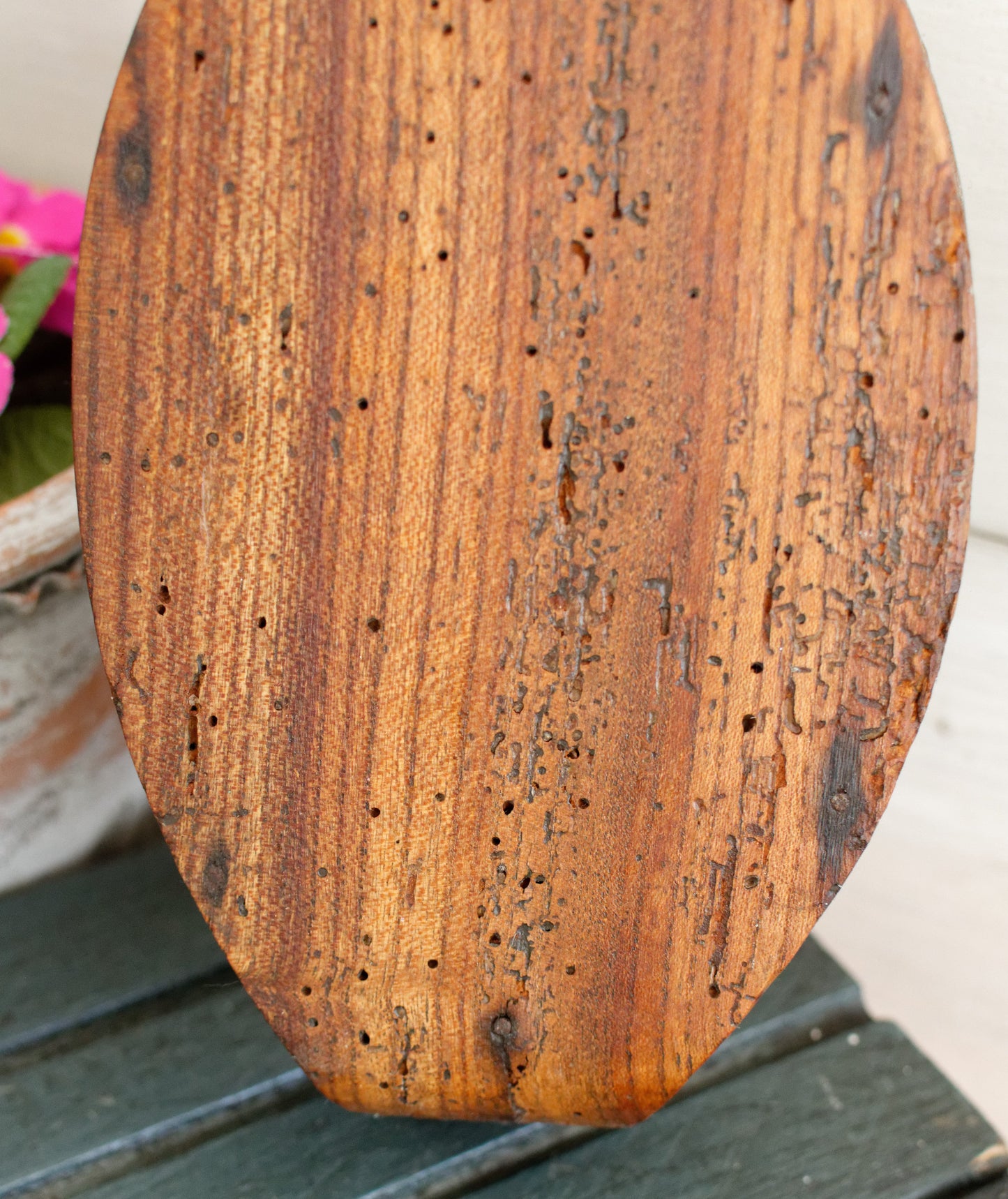 French Antique Wooden Hand-Carved Butter Mold Moule a Beurre en Bois Stamp Press Mould Leave Design