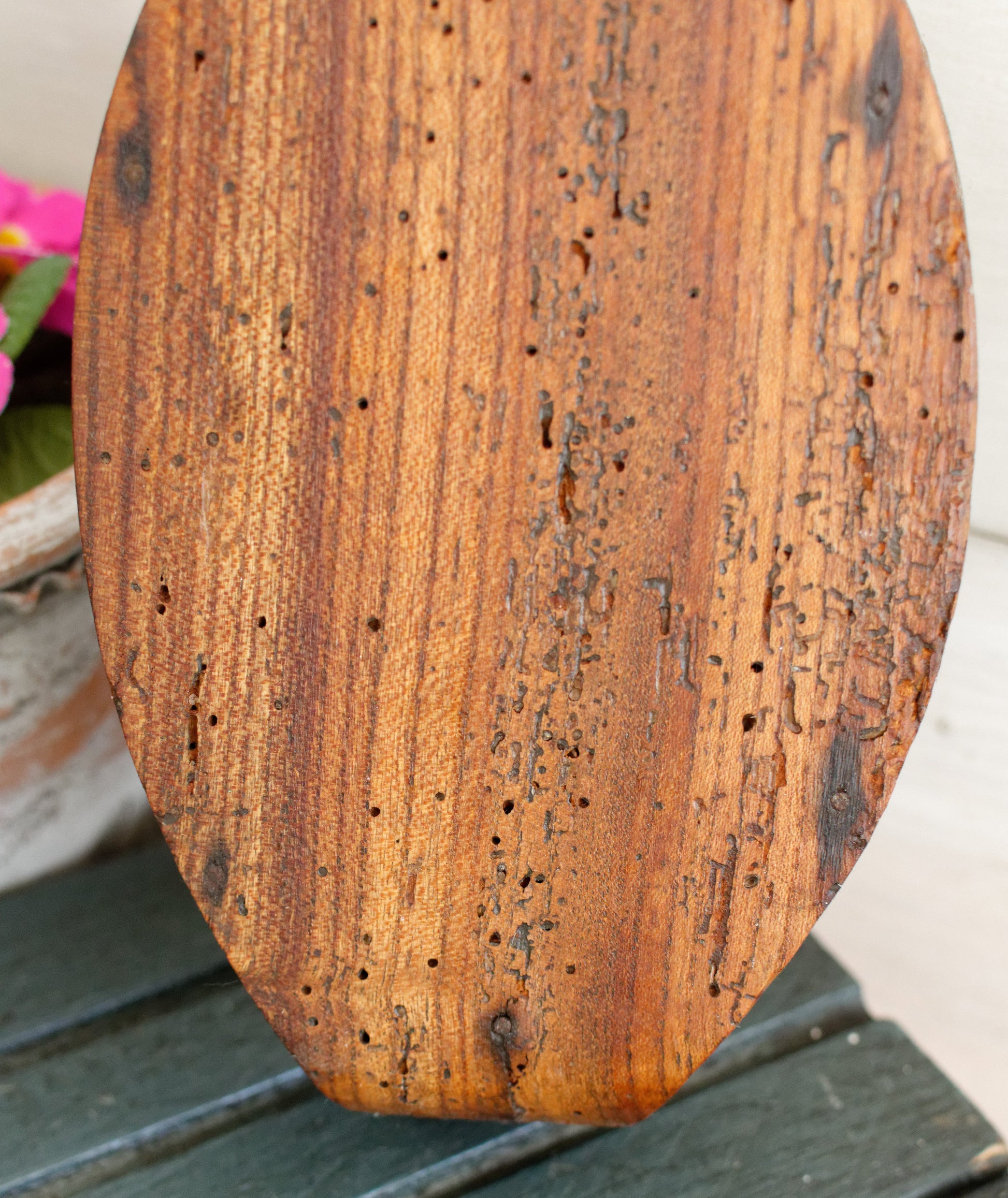 French Antique Wooden Hand-Carved Butter Mold Moule a Beurre en Bois Stamp Press Mould Leave Design