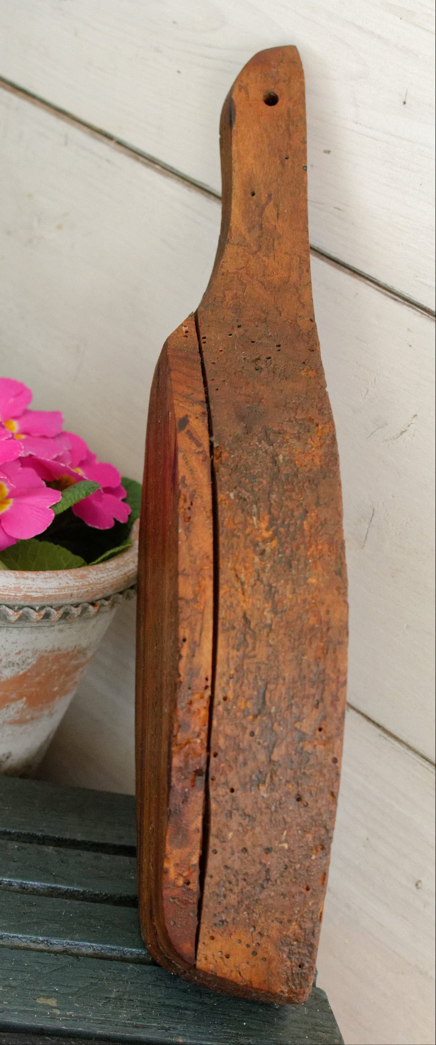 French Antique Wooden Hand-Carved Butter Mold Moule a Beurre en Bois Stamp Press Mould Leave Design