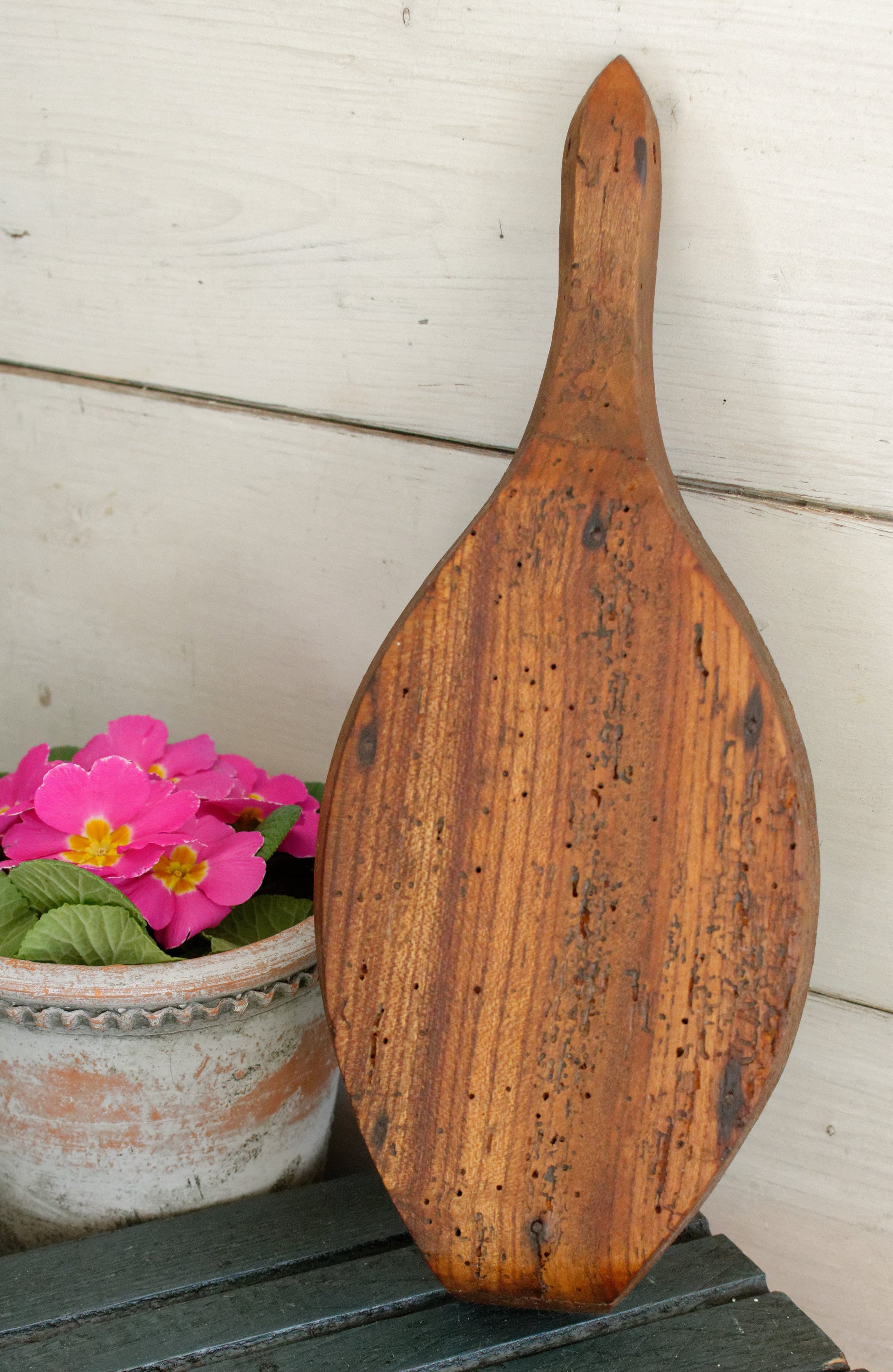 French Antique Wooden Hand-Carved Butter Mold Moule a Beurre en Bois Stamp Press Mould Leave Design